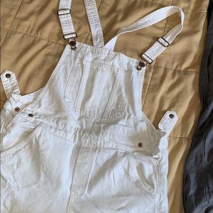 White overall shorts